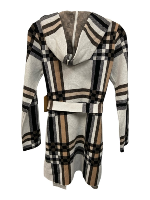 Christian Siriano Size S White, Beige & Black Rayon Blend Plaid Knit Jacket White, Beige & Black / S