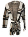 Christian Siriano Size S White, Beige & Black Rayon Blend Plaid Knit Jacket White, Beige & Black / S