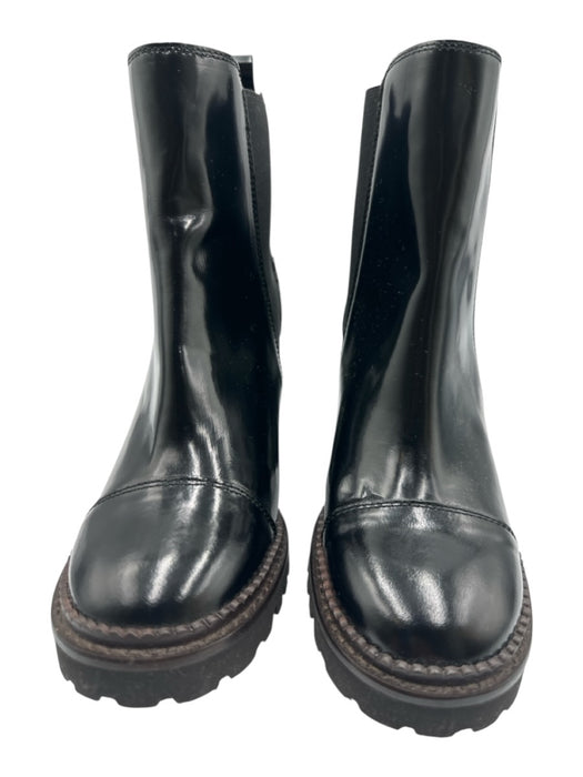 See By Chloe Shoe Size 38 Black Leather Upper Glossy Elastic Sides Ankle Boots Black / 38