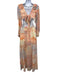 Aakaa Size S Cream White, Pink & Blue Polyester Paisley Tie Back Dress Cream White, Pink & Blue / S