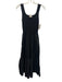 Elan Size S Black Viscose Blend Ribbed Knit Sleeveless V Neck Gathering Dress Black / S