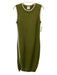 Varley Size M Green & White Cotton Knit Sleeveless Trim Detail Side Slits Dress Green & White / M