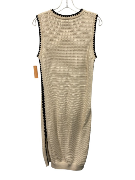 Varley Size M Cream White & Black Cotton Knit Sleeveless Trim Detail Dress Cream White & Black / M