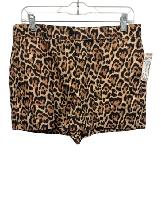 J. Crew Size M Brown & Black Linen Leopard Print Pocketed Elastic Back Shorts Brown & Black / M