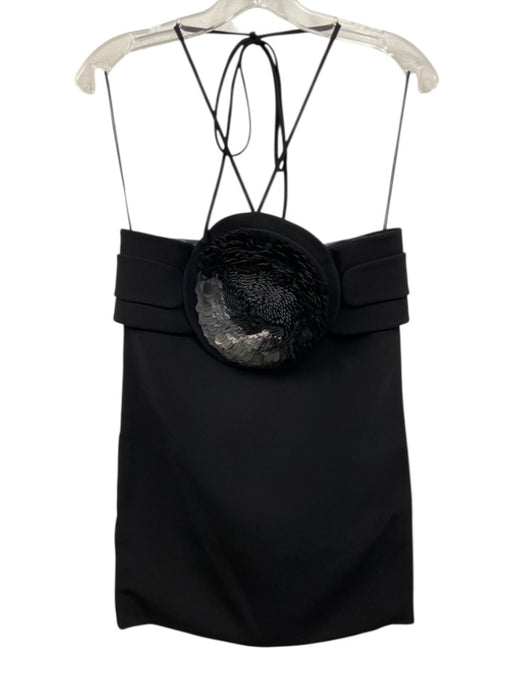 Alexis Size XS Black Polyester Blend Neck Tie Sleeveless Flower Paillettes Dress Black / XS