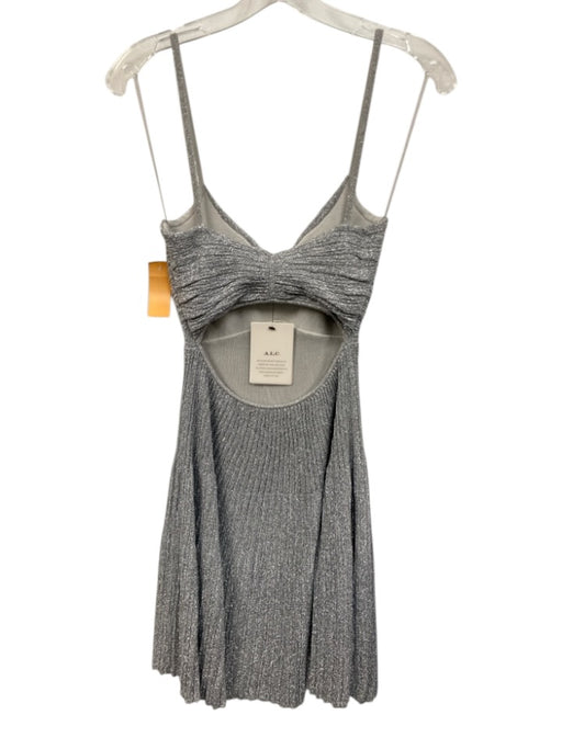 A.L.C. Size XS Silver Nylon Blend Spaghetti Strap Pleated Sleeveless Dress Silver / XS