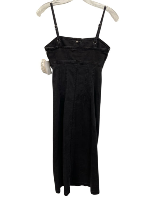 Habitual Size 25 Black Cotton Denim Spaghetti Strap Button Front Paneled Dress Black / 25