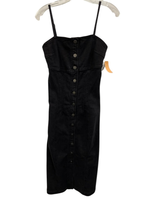 Habitual Size 25 Black Cotton Denim Spaghetti Strap Button Front Paneled Dress Black / 25