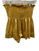 Queen of Sparkles Size XS Gold Iridescent Polyester Blend Wide Waist Band Shorts Gold Iridescent / XS