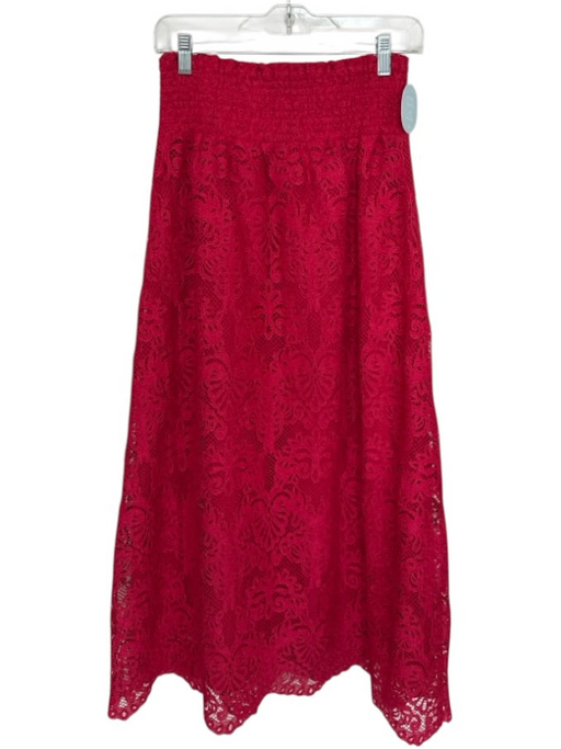 Hill House Size S Pink Cotton & Polyester Lace Elastic Waist eyelet Maxi Skirt Pink / S