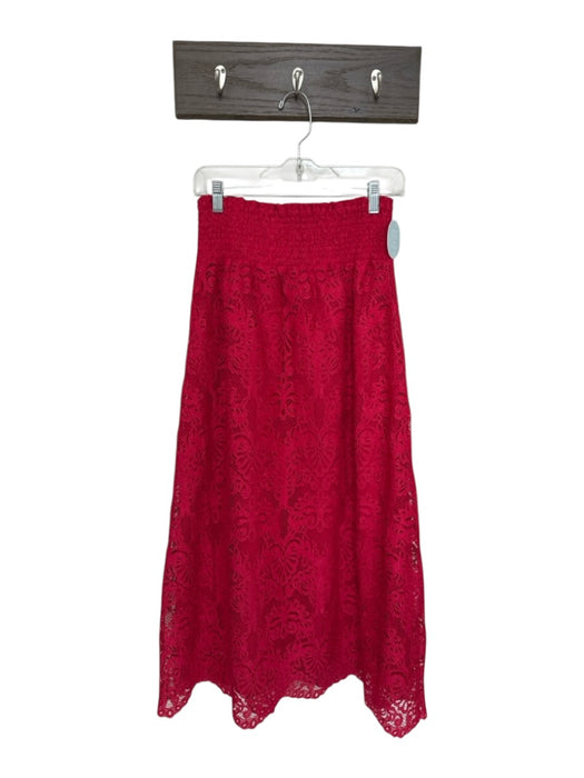 Hill House Size S Pink Cotton & Polyester Lace Elastic Waist eyelet Maxi Skirt Pink / S