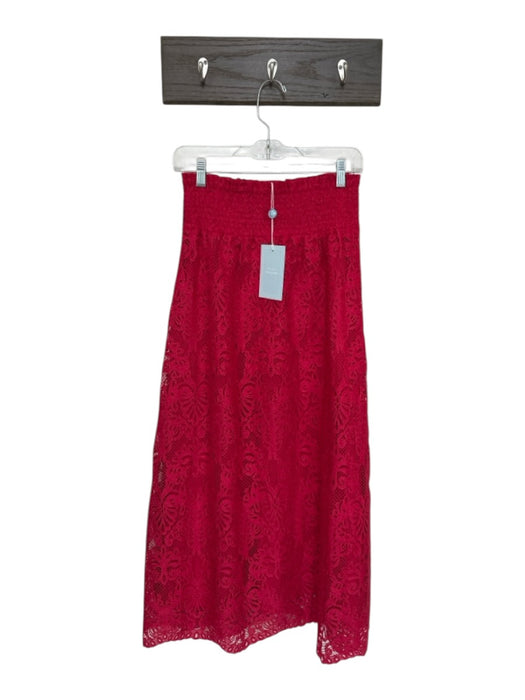 Hill House Size S Pink Cotton & Polyester Lace Elastic Waist eyelet Maxi Skirt Pink / S