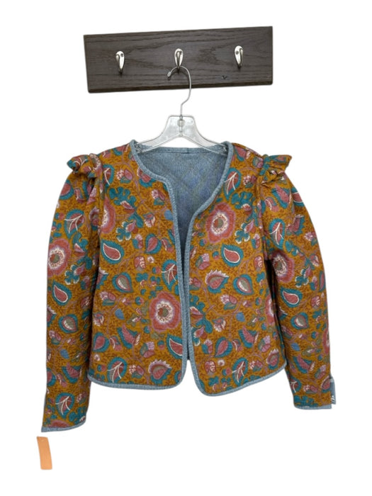 Size Est S Blue & Orange Denim Reversable Botanical Quilted Jacket Blue & Orange / Est S