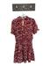 Joy Joy Size M Red & Multi Polyester Floral Front Pocket Short Sleeve Mini Dress Red & Multi / M