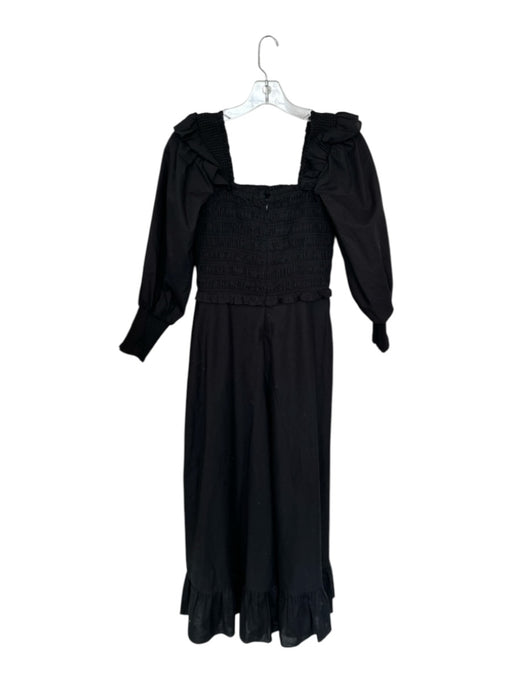 Hunter Bell Size XS Black Cotton Zipper Back smocked Square Neck Maxi Dress Black / XS