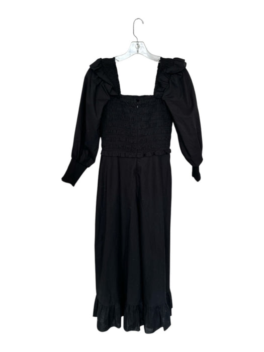 Hunter Bell Size XS Black Cotton Zipper Back smocked Square Neck Maxi Dress Black / XS
