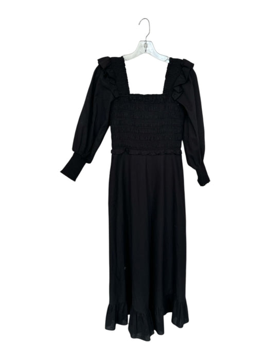 Hunter Bell Size XS Black Cotton Zipper Back smocked Square Neck Maxi Dress Black / XS