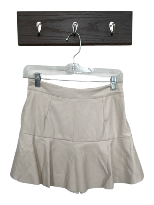 Do + Be Size S Cream Polyester Blend Vegan Leather Side Zip Wrapped Mini Skirt Cream / S