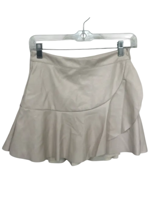 Do + Be Size S Cream Polyester Blend Vegan Leather Side Zip Wrapped Mini Skirt Cream / S