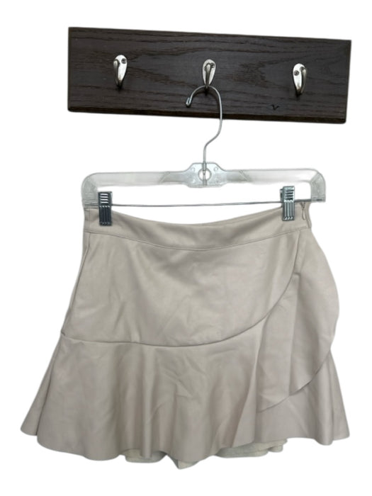 Do + Be Size S Cream Polyester Blend Vegan Leather Side Zip Wrapped Mini Skirt Cream / S