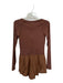 TCEC Size S Brown Nylon Blend Long Sleeve Back Zip Cut Out Athletic Romper Brown / S