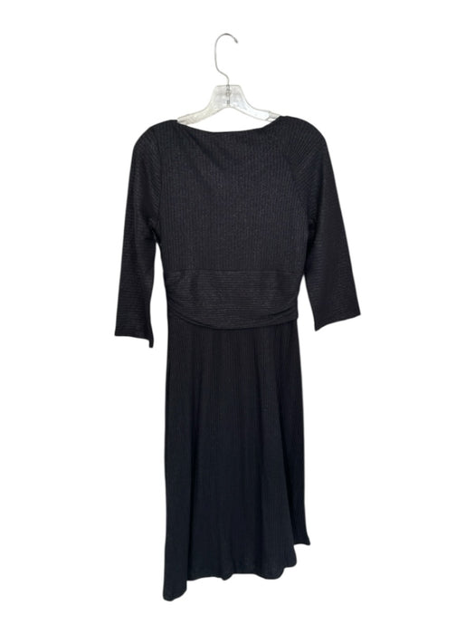 Akemi + Kin Size S Black Cotton Blend Shimmer Ribbed 3/4 Sleeve Maxi Dress Black / S