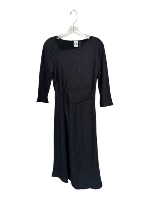 Akemi + Kin Size S Black Cotton Blend Shimmer Ribbed 3/4 Sleeve Maxi Dress Black / S