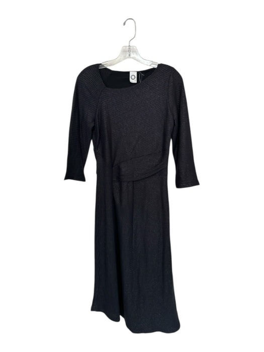 Akemi + Kin Size S Black Cotton Blend Shimmer Ribbed 3/4 Sleeve Maxi Dress Black / S