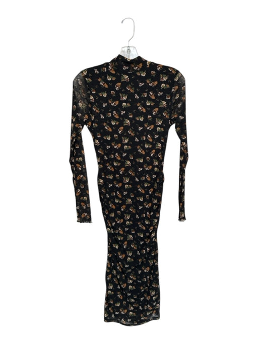 heartloom Size M Black & Amber Polyester Blend Floral Long Sleeve Sheer Dress Black & Amber / M
