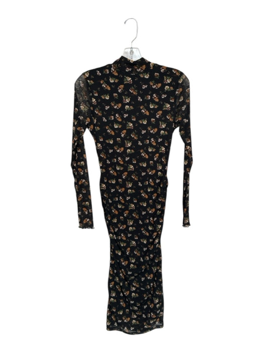 heartloom Size M Black & Amber Polyester Blend Floral Long Sleeve Sheer Dress Black & Amber / M