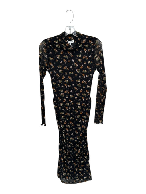 heartloom Size M Black & Amber Polyester Blend Floral Long Sleeve Sheer Dress Black & Amber / M