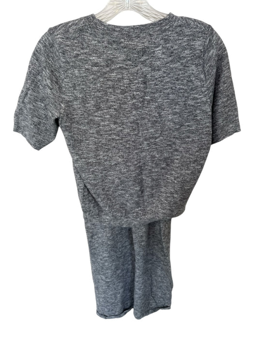 Free-est Size XS Gray & White Cotton & Linen Short Sleeve Heathered Skirt Set Gray & White / XS