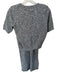 Free-est Size XS Gray & White Cotton & Linen Short Sleeve Heathered Skirt Set Gray & White / XS