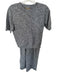 Free-est Size XS Gray & White Cotton & Linen Short Sleeve Heathered Skirt Set Gray & White / XS