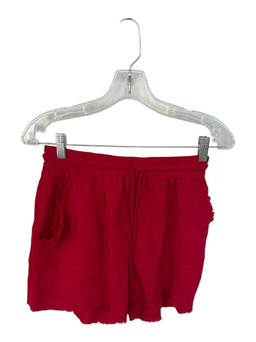 S'edge Size S/M Red Cotton Cap Sleeve Crinkle Drawstring Short Set Red / S/M