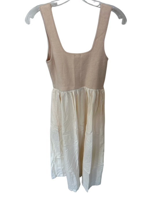 Monrow Size S Tan Cotton Blend Sleeveless Front Pockets Maxi Mixed Media Dress Tan / S