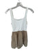 Size S white & tan Sleeveless Drawstring Waist Mixed Media Romper white & tan / S