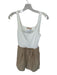 Size S white & tan Sleeveless Drawstring Waist Mixed Media Romper white & tan / S