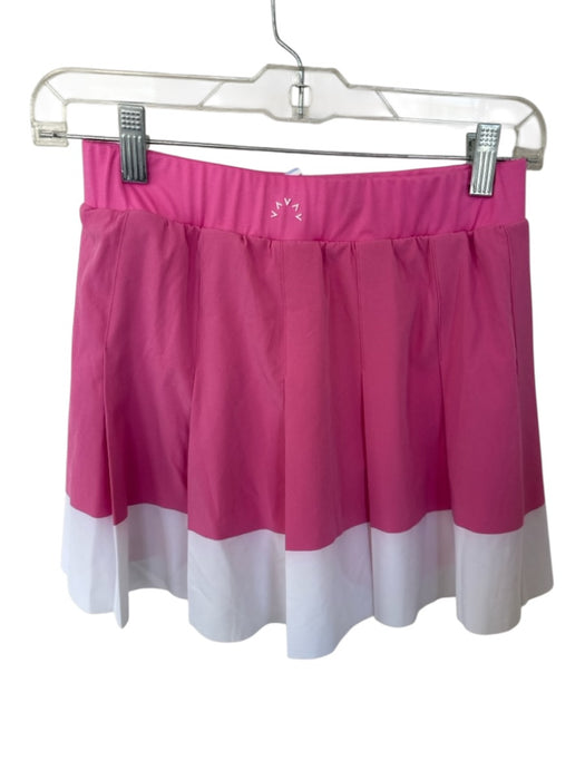 Varley Size S Pink & White Recycled Polyester Blend Waist Band Color Block Skort Pink & White / S
