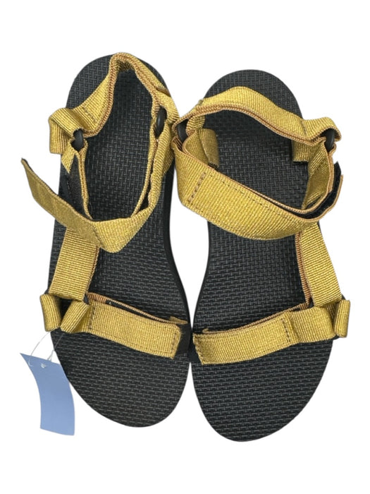 Teva Shoe Size 7 Gold & Black Rubber Canvas Metallic Platform Velcro Sandals Gold & Black / 7