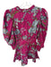 Love The Label Size S Purple & Green Cotton Long Balloon Sleeve Flowers Dress Purple & Green / S