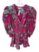 Love The Label Size S Purple & Green Cotton Long Balloon Sleeve Flowers Dress Purple & Green / S