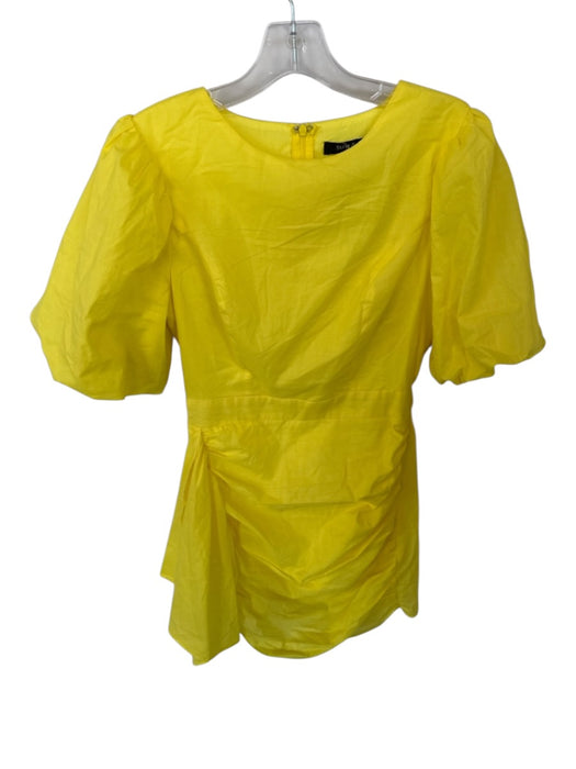 Strut & Bolt Size S Bright Yellow Cotton Short Balloon Sleeve Back Zip Dress Bright Yellow / S