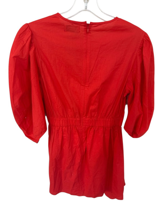 Rhode Size 2 Tomato Cotton 3/4 Balloon Sleeve Gathered Side Back Zip Dress Tomato / 2