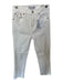 DAZE Size 25 White Cotton Blend High Waist Distressed Bootcut Raw Hem Jeans White / 25