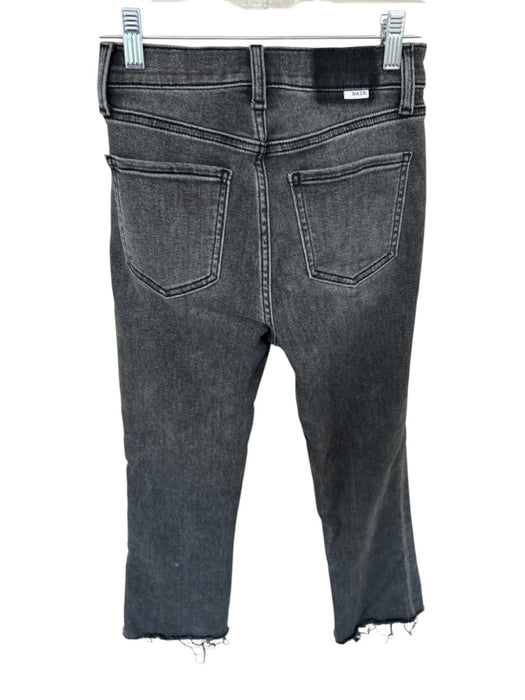 DAZE Size 25 Charcoal Cotton Blend High Waist Distressed Bootcut Raw Hem Jeans Charcoal / 25