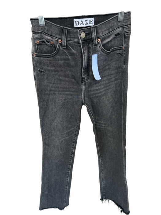 DAZE Size 25 Charcoal Cotton Blend High Waist Distressed Bootcut Raw Hem Jeans Charcoal / 25
