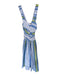 By Anthropologie Size XS Blue & Lime Green Cotton Racer Back Striped Maxi Dress Blue & Lime Green / XS