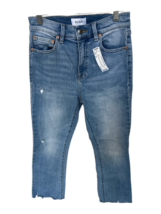 Pistola Size 26 Med Light Wash Cotton Blend High Waist Bootcut Raw Hem Jeans Med Light Wash / 26