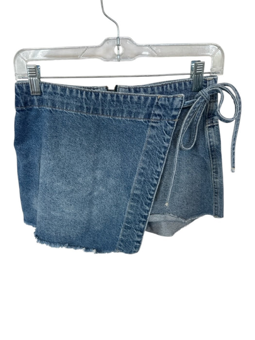 We The Free Size 0 Med Dark Wash Cotton Side Tie Cut Off Denim Skort Med Dark Wash / 0